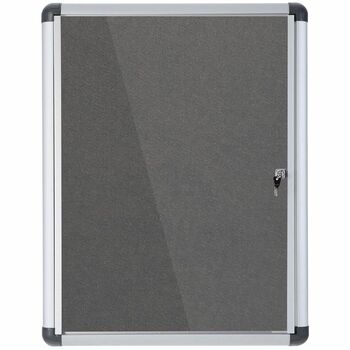 MasterVision Slim-Line Enclosed Fabric Bulletin Board, 28 x 38, Aluminum Case