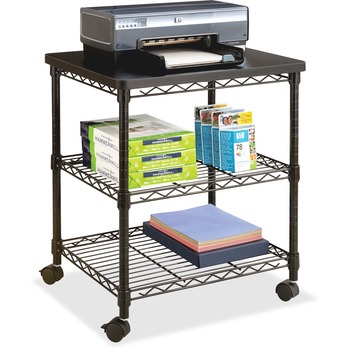 Safco Desk Side Wire Machine Stand, Three-Shelf, 24w x 20d x 27h, Black