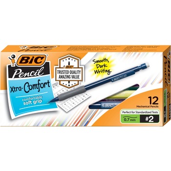 BIC Xtra-Comfort Mechanical Pencil, 0.7 mm, HB (#2.5), Black Lead, Assorted Barrel Colors, Dozen
