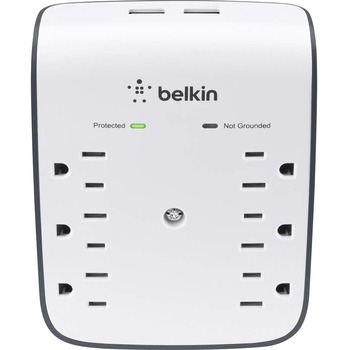 Belkin SurgePlus USB Wall Mount Charger, 6 Outlets; 2 USB, White