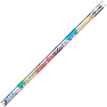 Moon Products Decorated Wood Pencil, Happy Birthday From Your Teacher, HB#2, Silver, Dozen