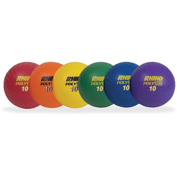 Champion Sports Rhino Playground Ball Set, 10&quot; Diameter, Rubber, Assorted, 6 Balls/Set
