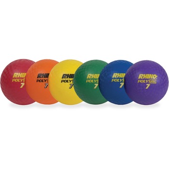 Champion Sports Rhino Playground Ball Set, 8 1/2&quot; Diameter, Rubber, Assorted, 6 Balls/Set