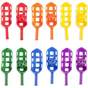 Champion Sports Scoop Ball Set, Plastic, Assorted Colors, 2 Scoops/1 Ball Per Set, 6 Sets