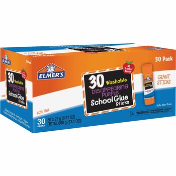 Elmer&#39;s Disappearing Purple All Purpose Glue Sticks, Purple/Clear, 30/Box