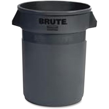 Rubbermaid Commercial Round Brute Container, Executive Series, Plastic, 32 gal, Black, 6/Carton