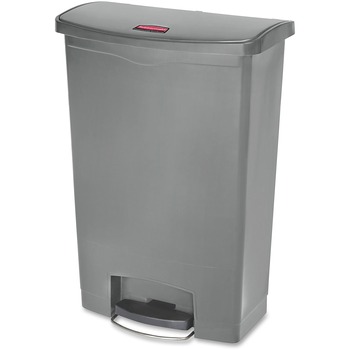Rubbermaid Commercial Slim Jim&#174; Resin Step-On Container, Front Step Style, 24 gal, Gray