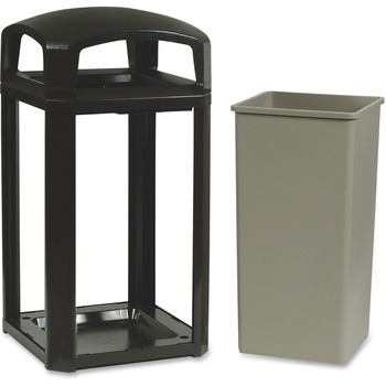 Rubbermaid Commercial Landmark Trash Can with Dome Top Frame, Rigid Liner Included, 50 gal, Sable Plastic