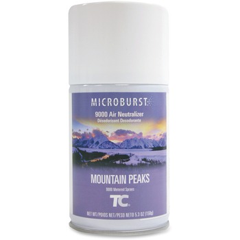 Rubbermaid Commercial Microburst 9000 Air Freshener Refill, Mountain Peaks, 5.3oz, Aerosol, 4/Carton