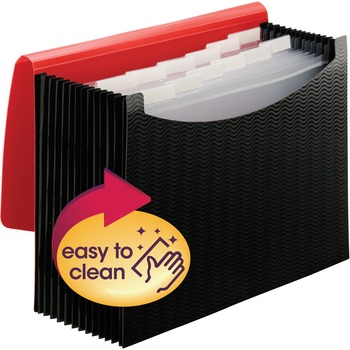 Smead Poly Frequency Expanding File, 12 Pockets, Black/Red Flap