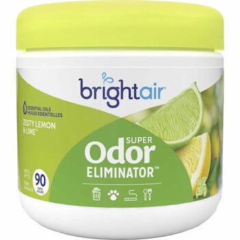 BRIGHT Air Super Odor Eliminator, Zesty Lemon &amp; Lime, 14 oz Jar, 6/Carton