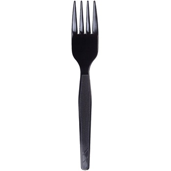 Dixie Grab-N-Go Forks, Disposable Medium Weight, Plastic, 6-1/8&quot; L, Black, 100 Forks/Pack, 10 Packs/Carton