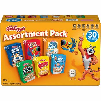 Kellogg&#39;s Breakfast Cereal Mini Boxes, Assorted, 2.39 oz Box, 30/CT