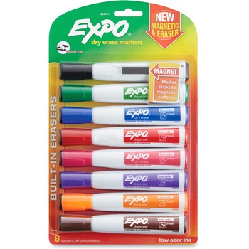 EXPO Magnetic Dry Erase Marker, Chisel Tip, Assorted, 8/Pack