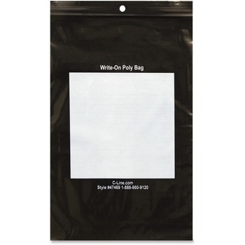 C-Line Write-On Poly Bags, 6 in x 9 in, 2 Mil, Black, 1000/Carton