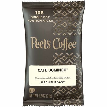 Peet&#39;s Coffee &amp; Tea Coffee Portion Packs, Caf&#233; Domingo Blend, 2.5 oz Frack Pack, 18/Box