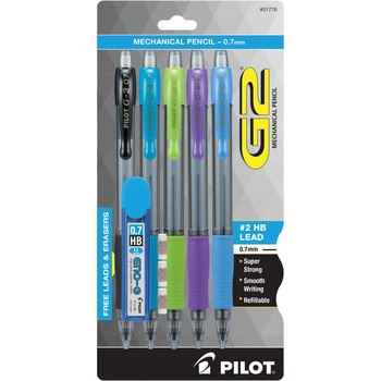 Pilot G-2 Mechanical Pencil, 0.7mm, Assorted, 5/Pack