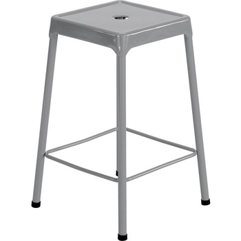 Safco Counter-Height Steel Stool, Silver