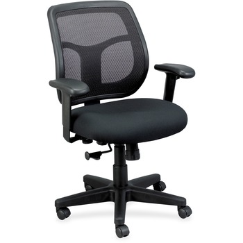 Eurotech Apollo Mid-Back Mesh Chair, Black Seat/Black Back