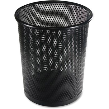 Artistic Urban Collection Punched Metal Wastebin, 20.24 oz, Steel, Black Satin, 9&quot;Dia