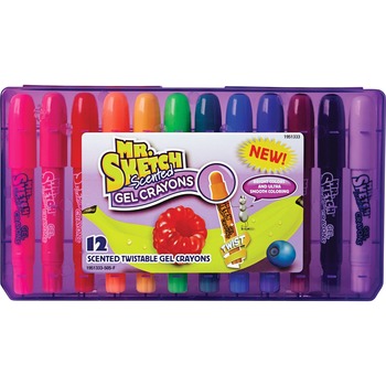 Mr. Sketch Scented Crayons, Gel, Assorted, 12/Pack