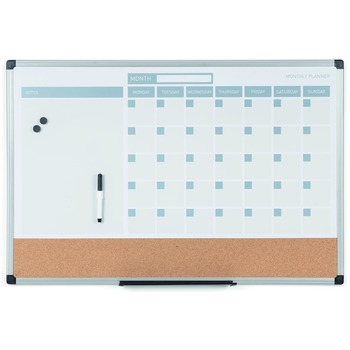 MasterVision 3-in-1 Calendar Planner Dry Erase Board, 36 x 24, Silver Frame