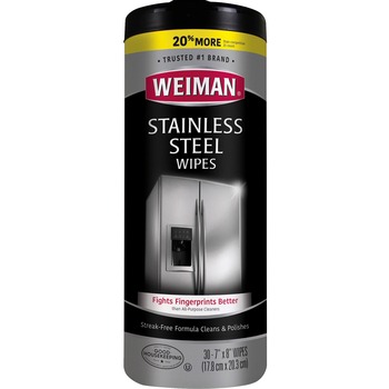 WEIMAN Stainless Steel Wipes, 7 x 8, 30/Canister