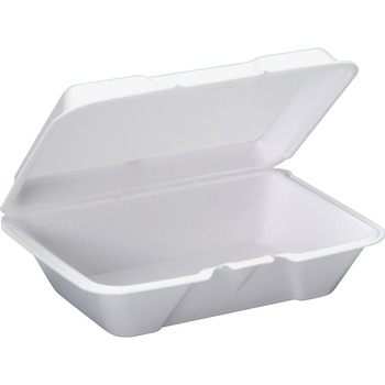 Genpak&#174; Foam Carryout Containers, 9 1/5 x 6 1/2 x 3, White, 100/Bag, 2 Bags/Carton