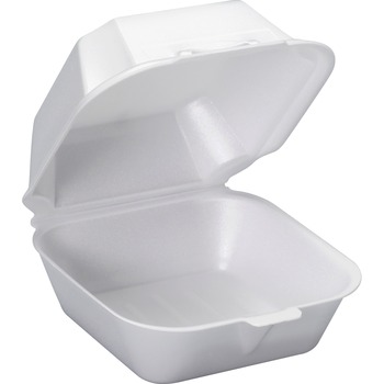 Genpak Large Sandwich Container, Foam, Square, 5-5/8&quot; L x 5-3/4&quot; W x 3-1/4&quot; H, White, 500/Carton