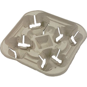 Chinet StrongHolder Molded Fiber Cup Tray, 8-22oz, Four Cups, 300/Carton