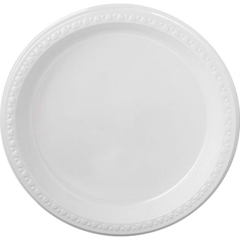 Chinet Round Plates, Heavyweight, Plastic, 9&quot;, White, 125 Plates/Pack, 4 Packs/Carton
