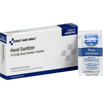 First Aid Only Hand Sanitizer Packets, Clean Scent, 0.9 g, 10/Box