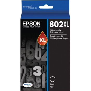 Epson T802XL120S (802XL) DURABrite Ultra High-Yield Ink, 2600 Page-Yield, Black