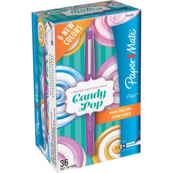 Paper Mate Flair Candy Pop, Assorted Ink, Medium, 36/Pack