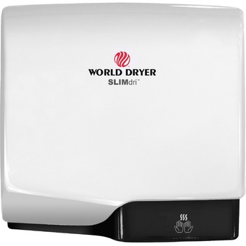WORLD DRYER SLIMdri Hand Dryer, Aluminum, White