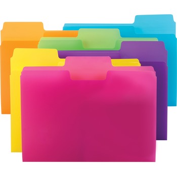 Smead Top Tab Poly File Folders, 1/3 Tab, Letter, Assorted Colors, 18/PK