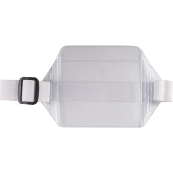 Advantus Horizontal Arm Badge Holder, 3 3/4 x 2 3/4, Clear/White. 12 per Box