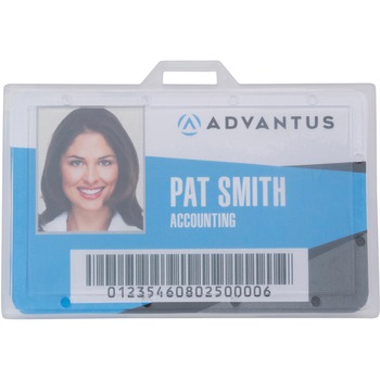 Advantus ID Card Holders, Horizontal, 4 1/2&quot; x 4&quot;, Clear, 25/PK