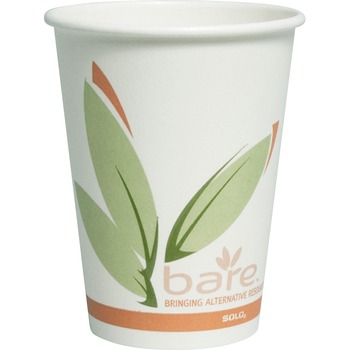 SOLO Cup Company Bare Eco-Forward PCF Hot Cups, Paper, Green/White, 10 oz, 300/Carton