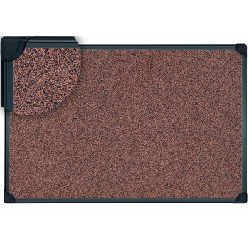 Universal Tech Cork Board, 36 x 24, Cork, Black Plastic Frame
