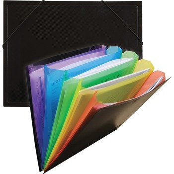 C-Line Rainbow Document Sorter/Case, 5-Pocket, 5&quot; Expansion, Letter, Black/Multi