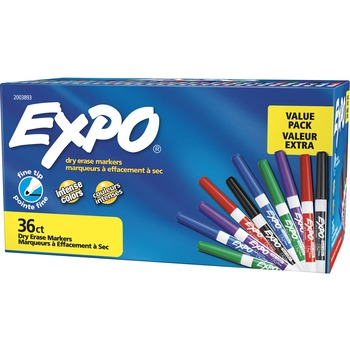 EXPO&#174; Low Odor Dry Erase Markers, Fine Tip - Office Pack, Assorted Colors, 36/Pack