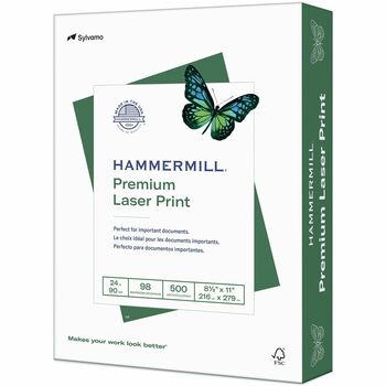 Hammermill Premium Laser Print Copy Paper, 98 Bright, 24 lb, 8.5&quot; x 11&quot;, White, 500 Sheets/Ream