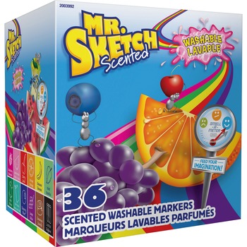 Mr. Sketch Scented Washable Markers - Classroom Pack, Assorted, Chisel, 36/Pack