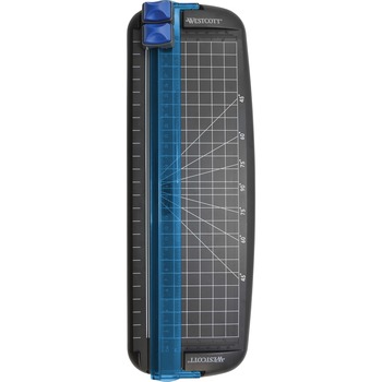 Westcott Multi-Purpose Personal Trimmer, 10 Sheets, Plastic, 6.38 in x 12 in, Black/Blue