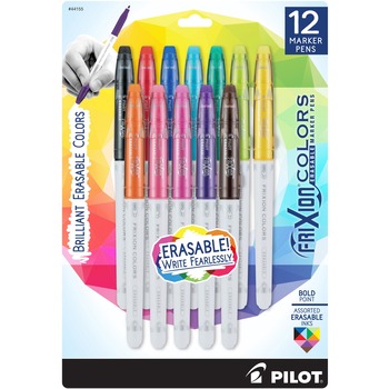 Pilot FriXion Colors Erasable Marker Pens, Bold, 2.5 mm, Assorted Ink,12/Set