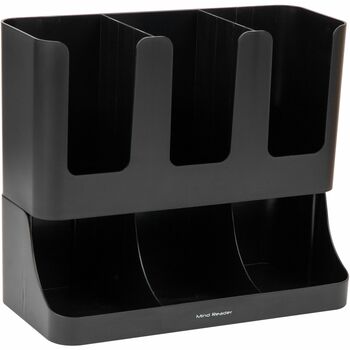Mind Reader Flume Six-Section Upright Coffee Condiment/Cup Organizer, Black, 11.5 x 6.5 x 15