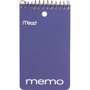 Mead Wirebound Memo Book, College Ruled, 3&quot; x 5&quot;, White Paper, Assorted Covers, 60 Sheets