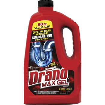 Drano Max Gel Clog Remover, Bleach Scent, 80 oz Bottle, 6/Carton