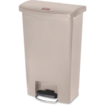 Rubbermaid Commercial Slim Jim Resin Step-On Container, Front Step Style, 13 gal, Beige